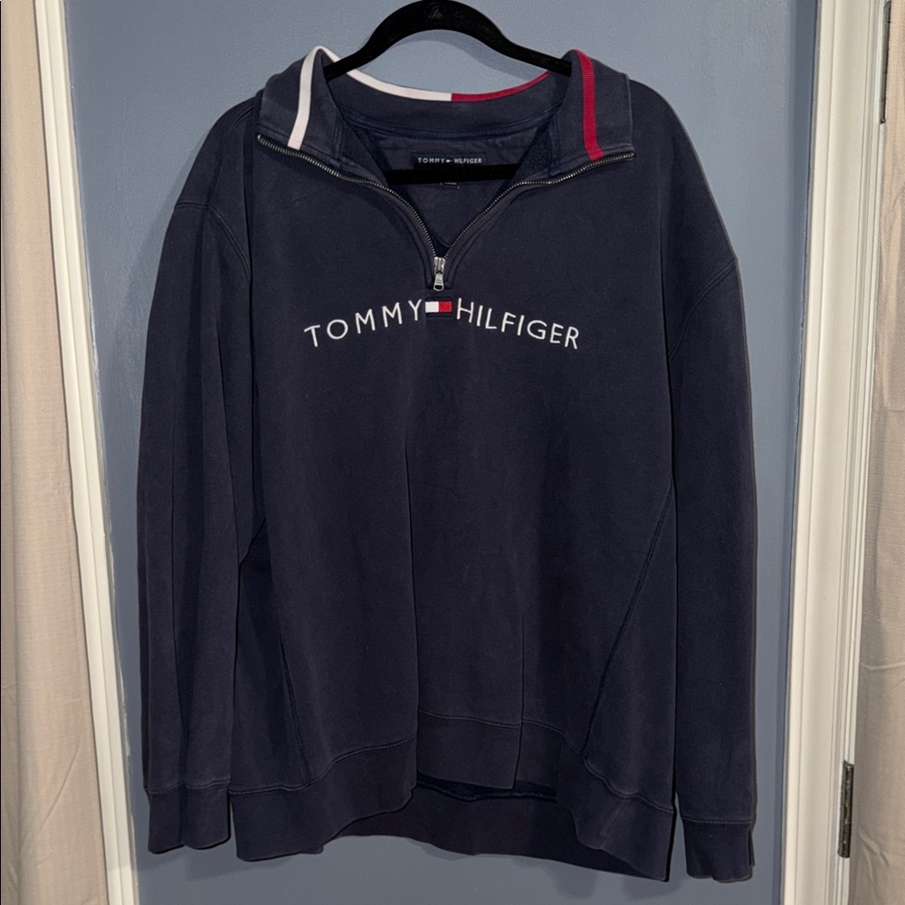 Tommy Hilfiger Men's Dark Blue Zip-Up Sweater
